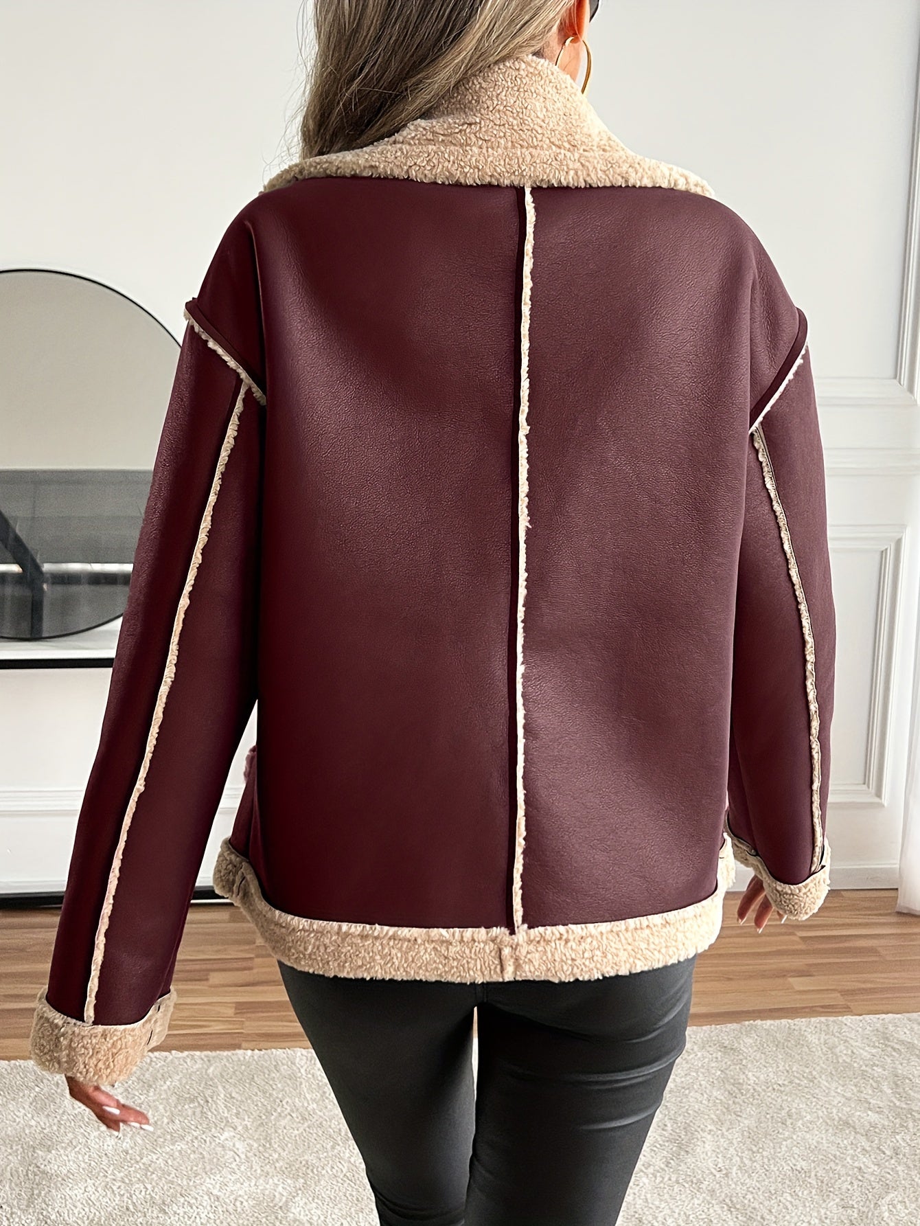 Leona – Zweifarbige Faux Fur Bikerjacke