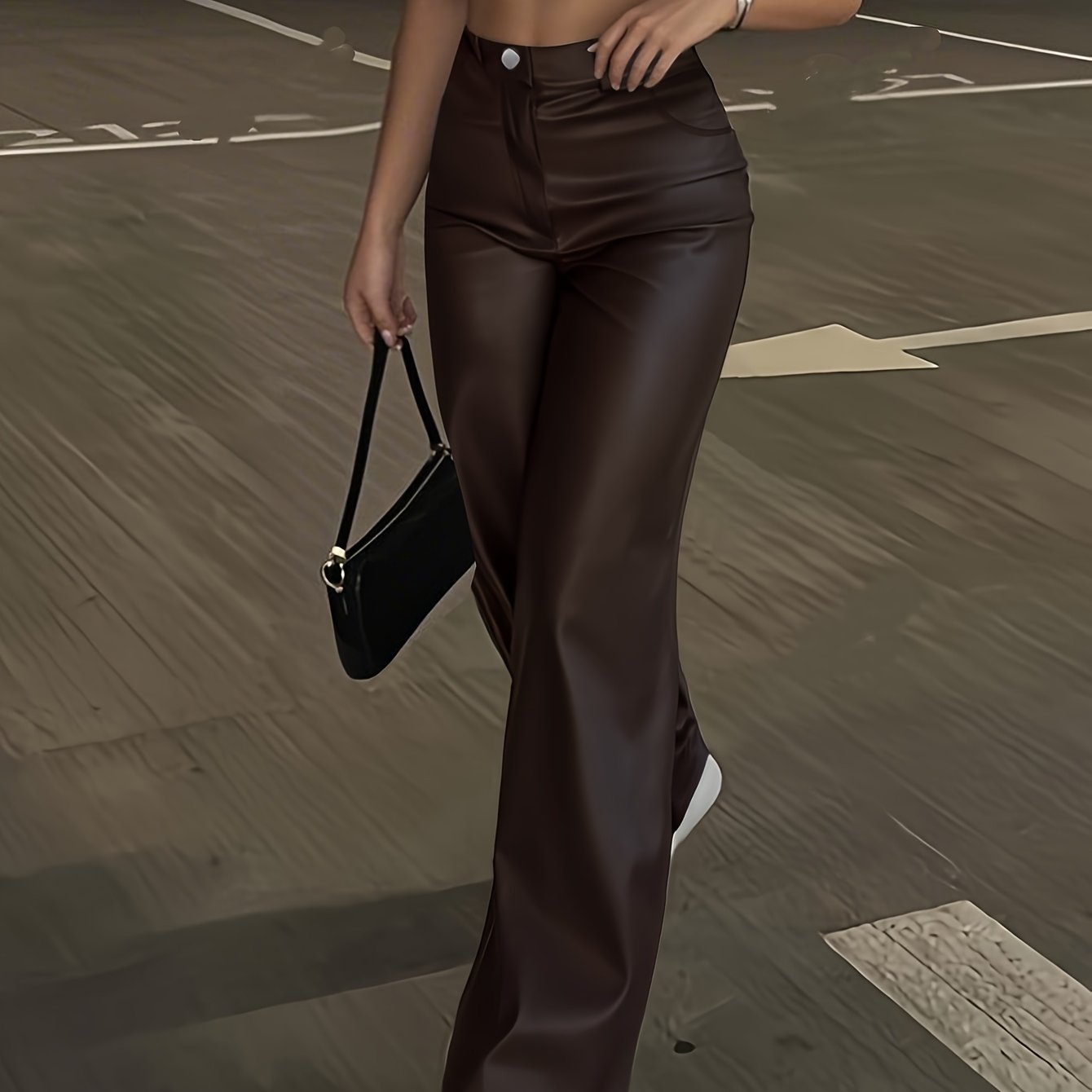 Aveline – Schwarze Hose mit hoher Taille & geradem Bein