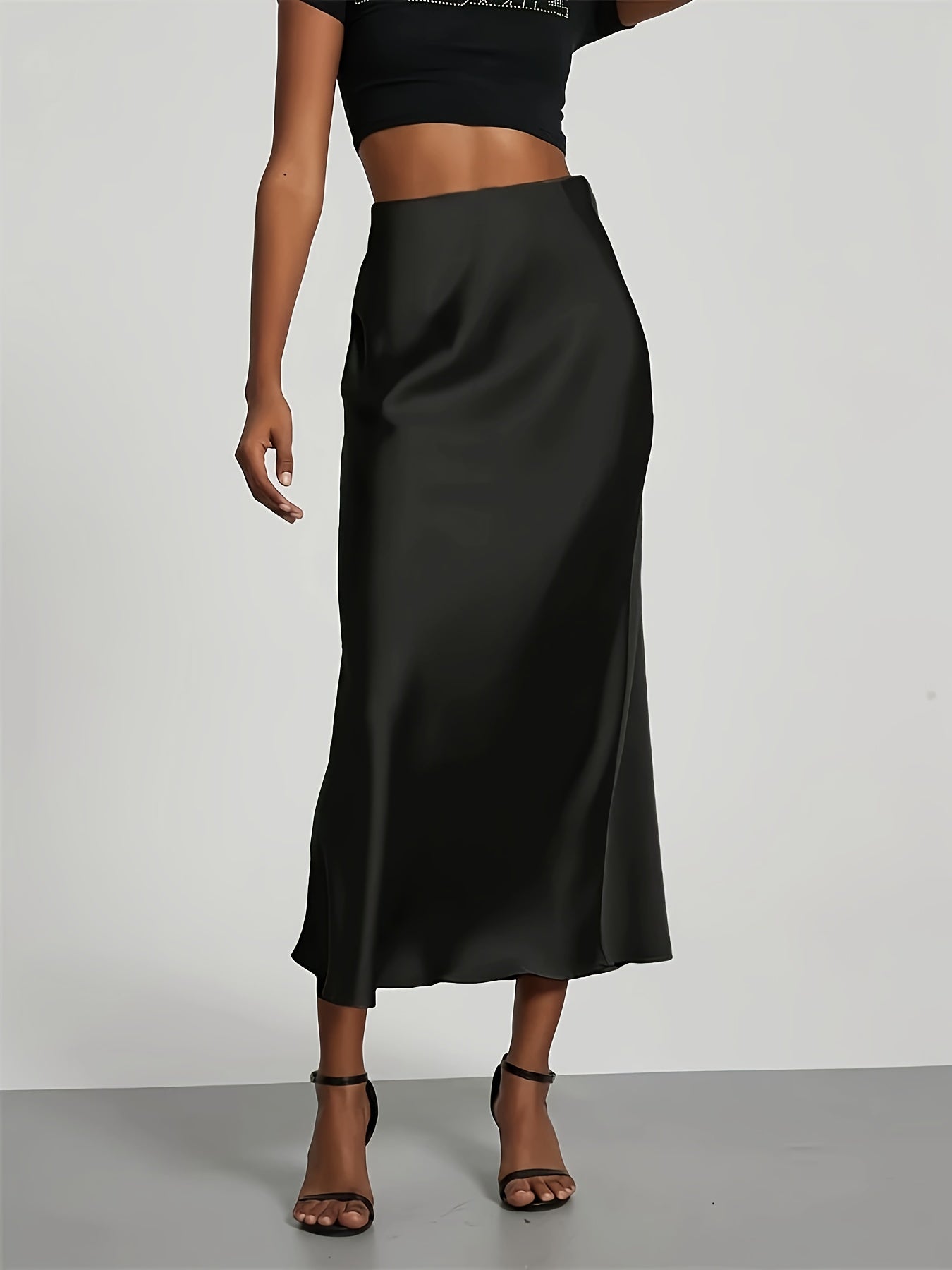 Selin – Satin Midirock mit hoher Taille
