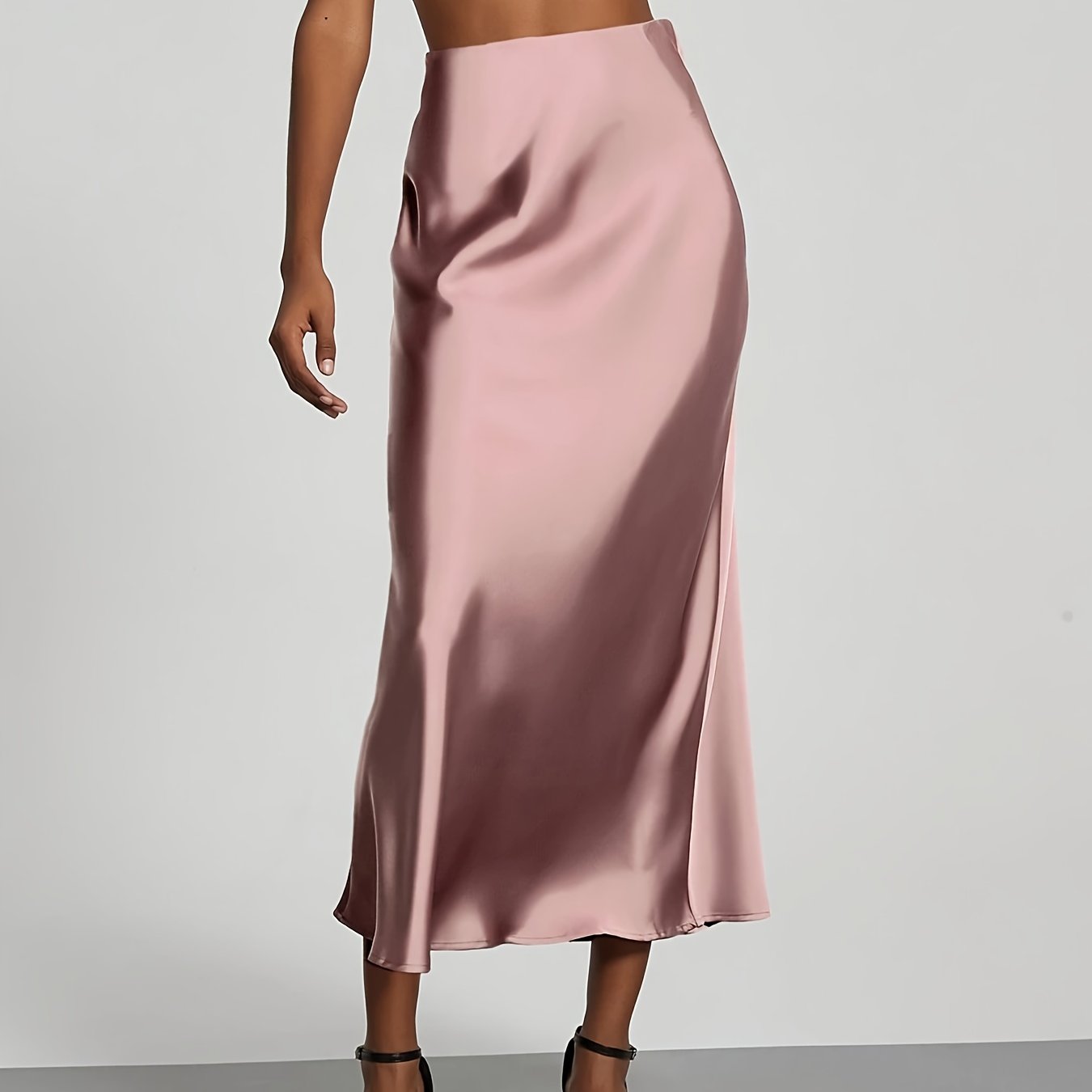 Selin – Satin Midirock mit hoher Taille