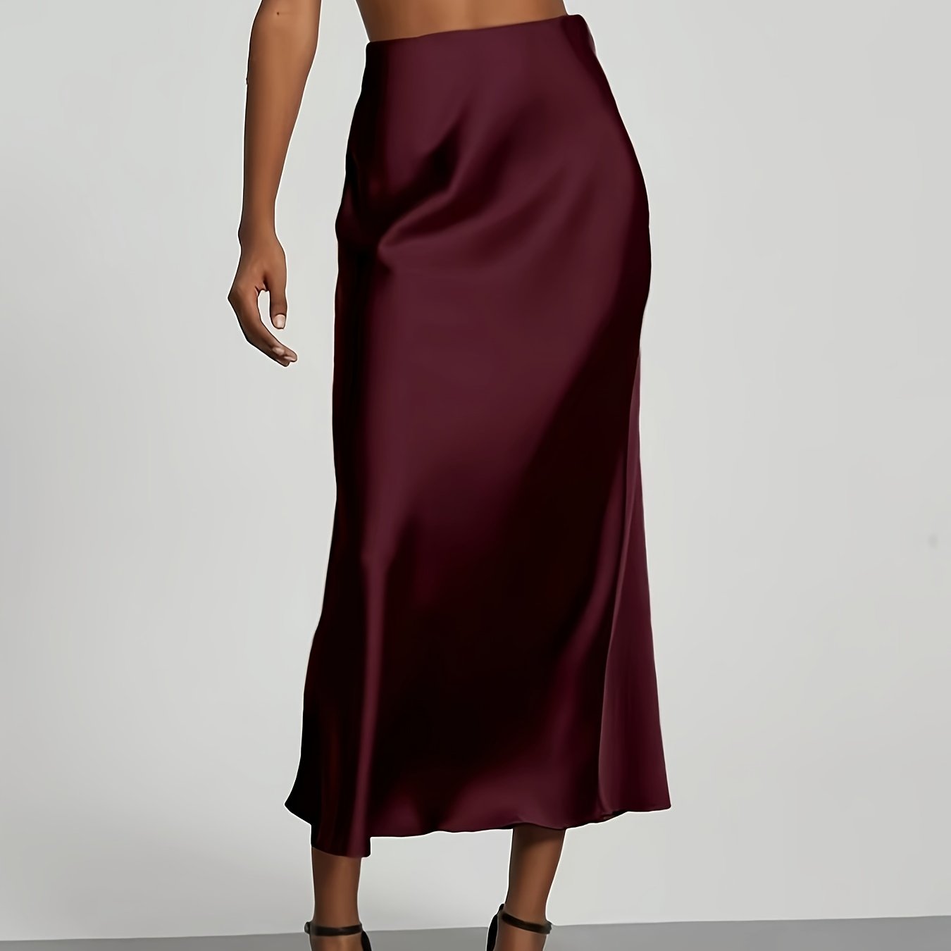 Selin – Satin Midirock mit hoher Taille