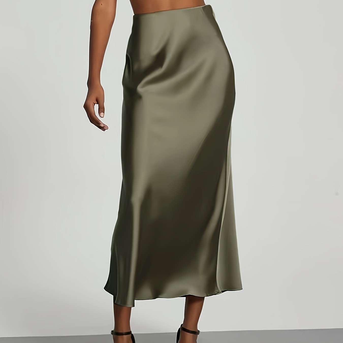 Selin – Satin Midirock mit hoher Taille