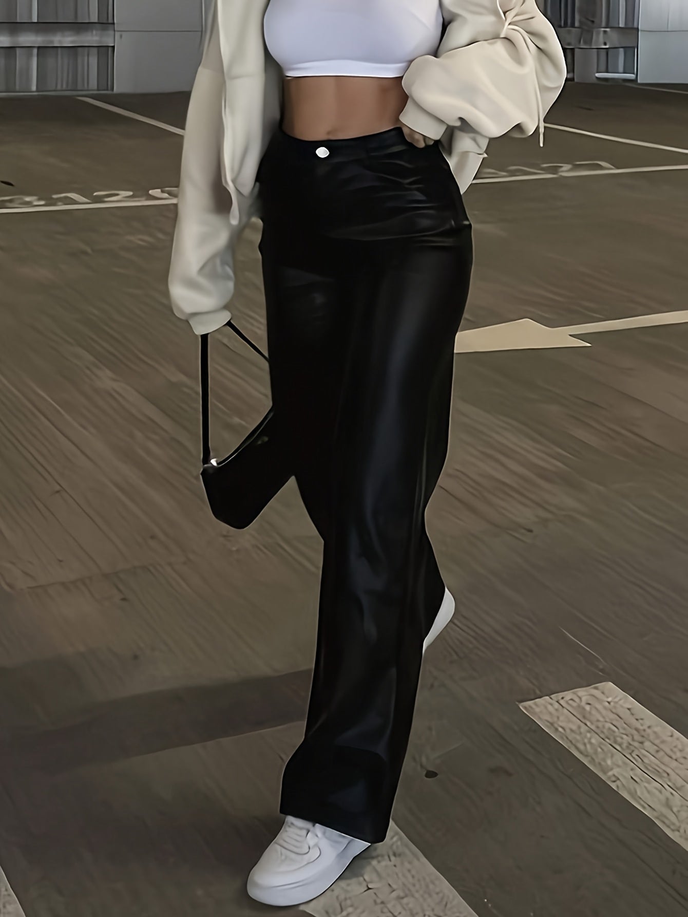 Aveline – Schwarze Hose mit hoher Taille & geradem Bein