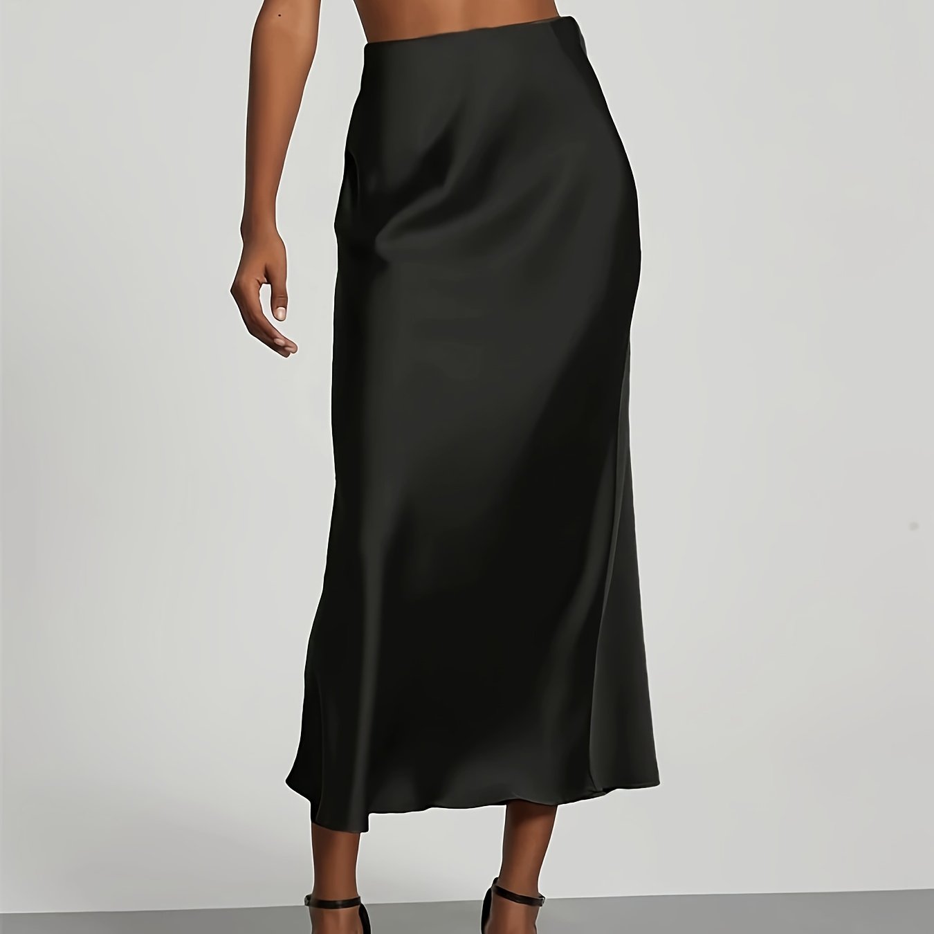 Selin – Satin Midirock mit hoher Taille