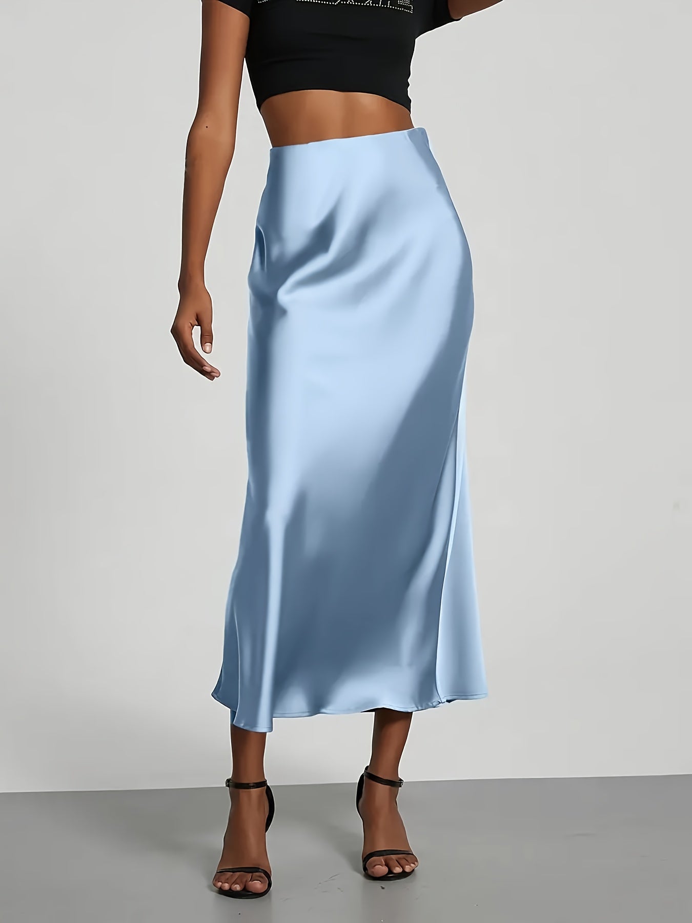 Selin – Satin Midirock mit hoher Taille