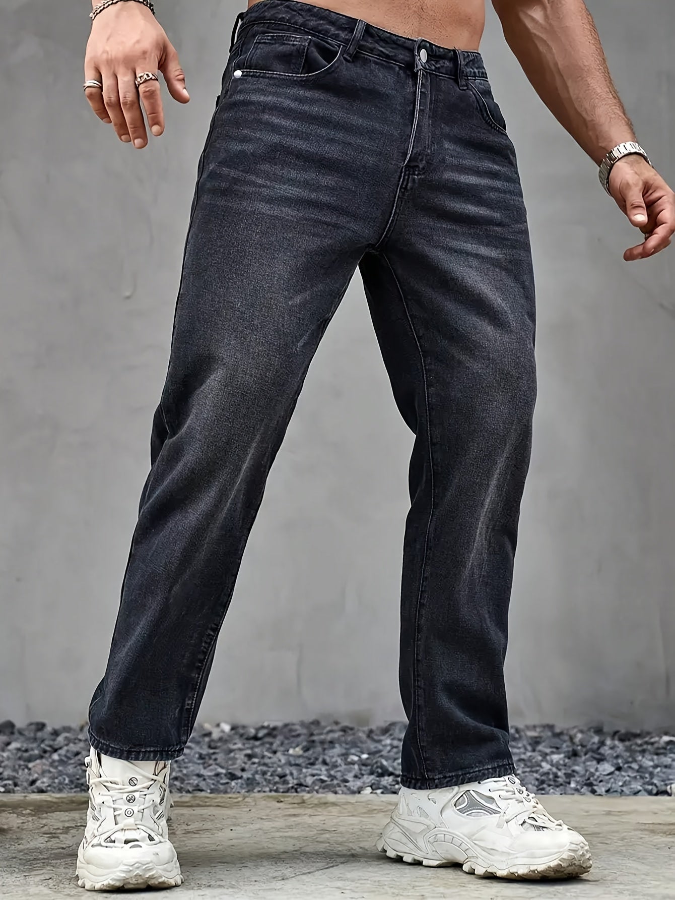 Nico – Gerade Schnitt Jeans in Stone Grey
