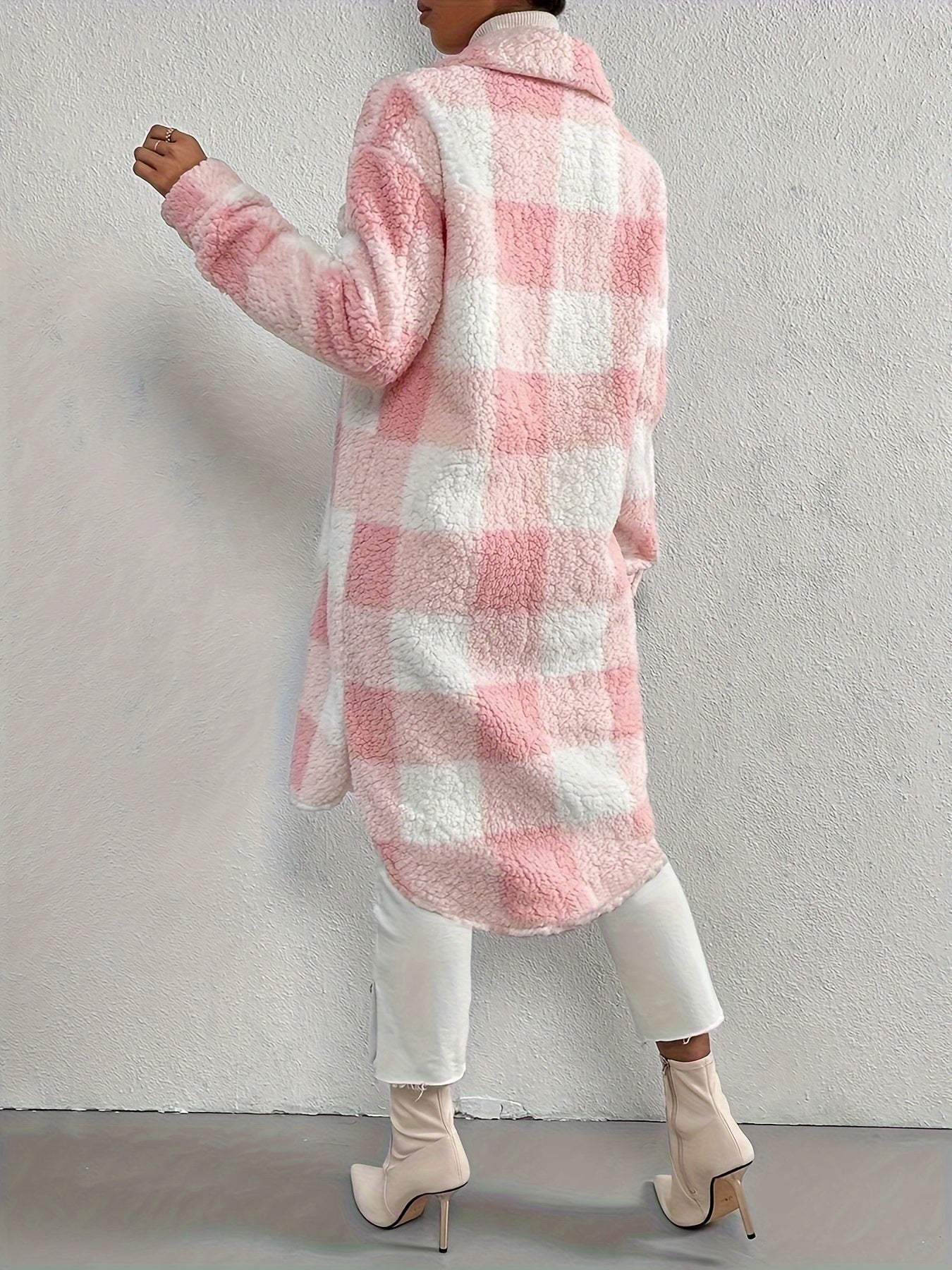 Mira – Kariertes Teddy-Mantel aus Fleece