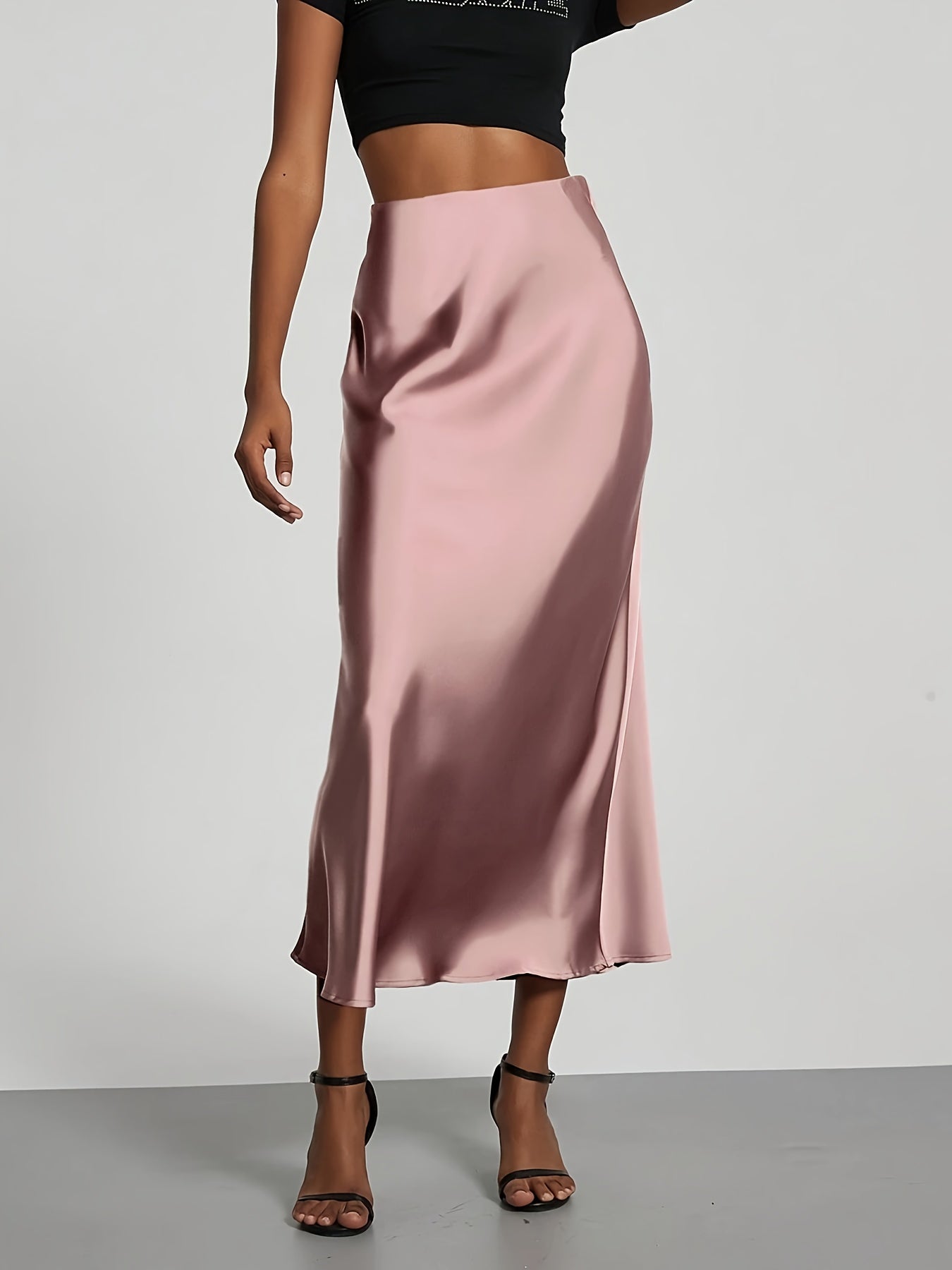 Selin – Satin Midirock mit hoher Taille