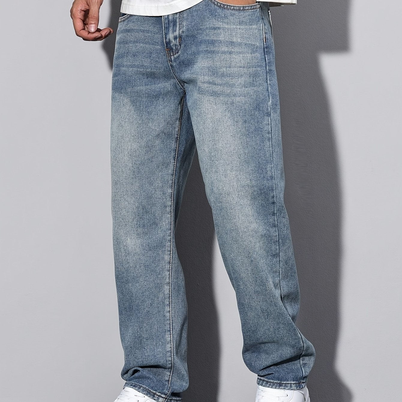 Nico – Gerade Schnitt Jeans in Stone Grey
