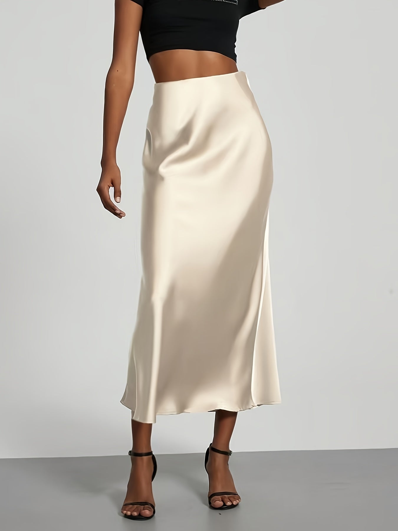 Selin – Satin Midirock mit hoher Taille