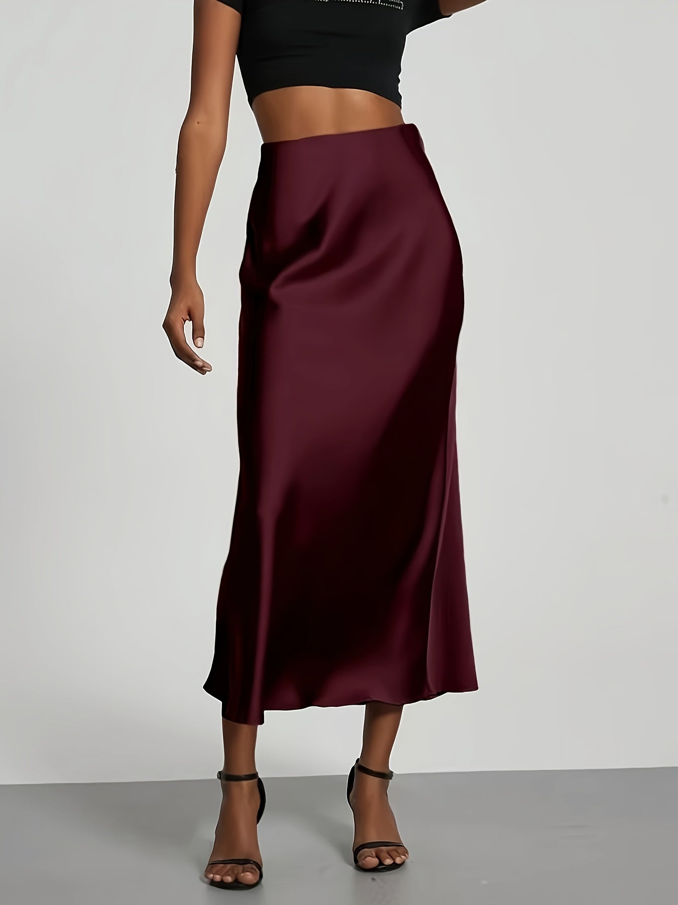 Selin – Satin Midirock mit hoher Taille