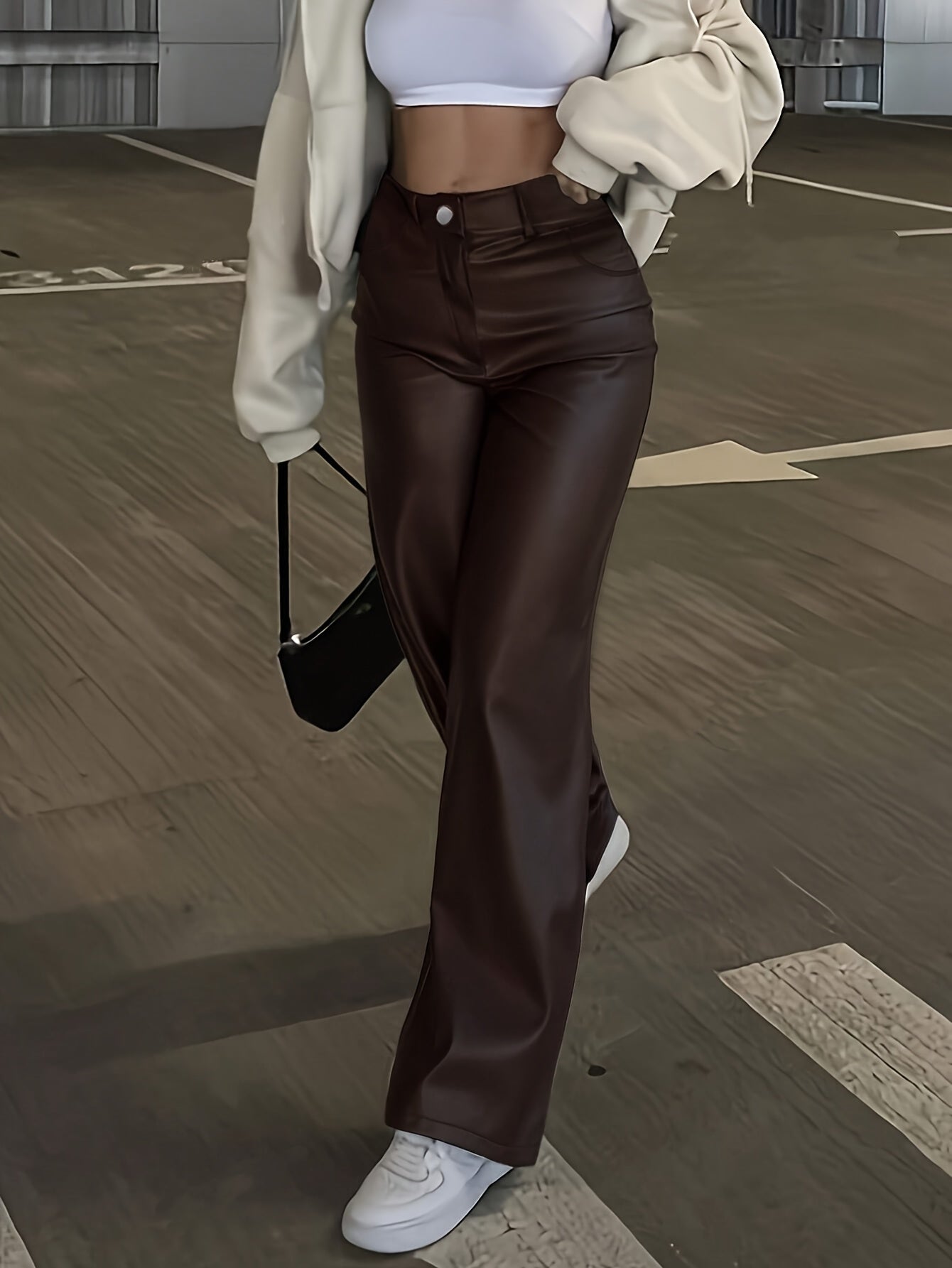 Aveline – Schwarze Hose mit hoher Taille & geradem Bein