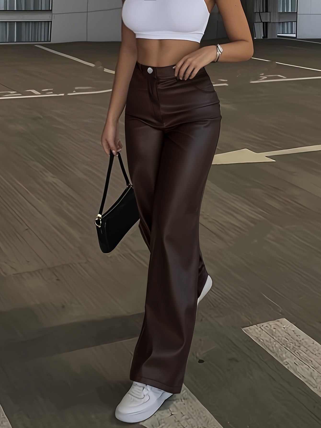Aveline – Schwarze Hose mit hoher Taille & geradem Bein