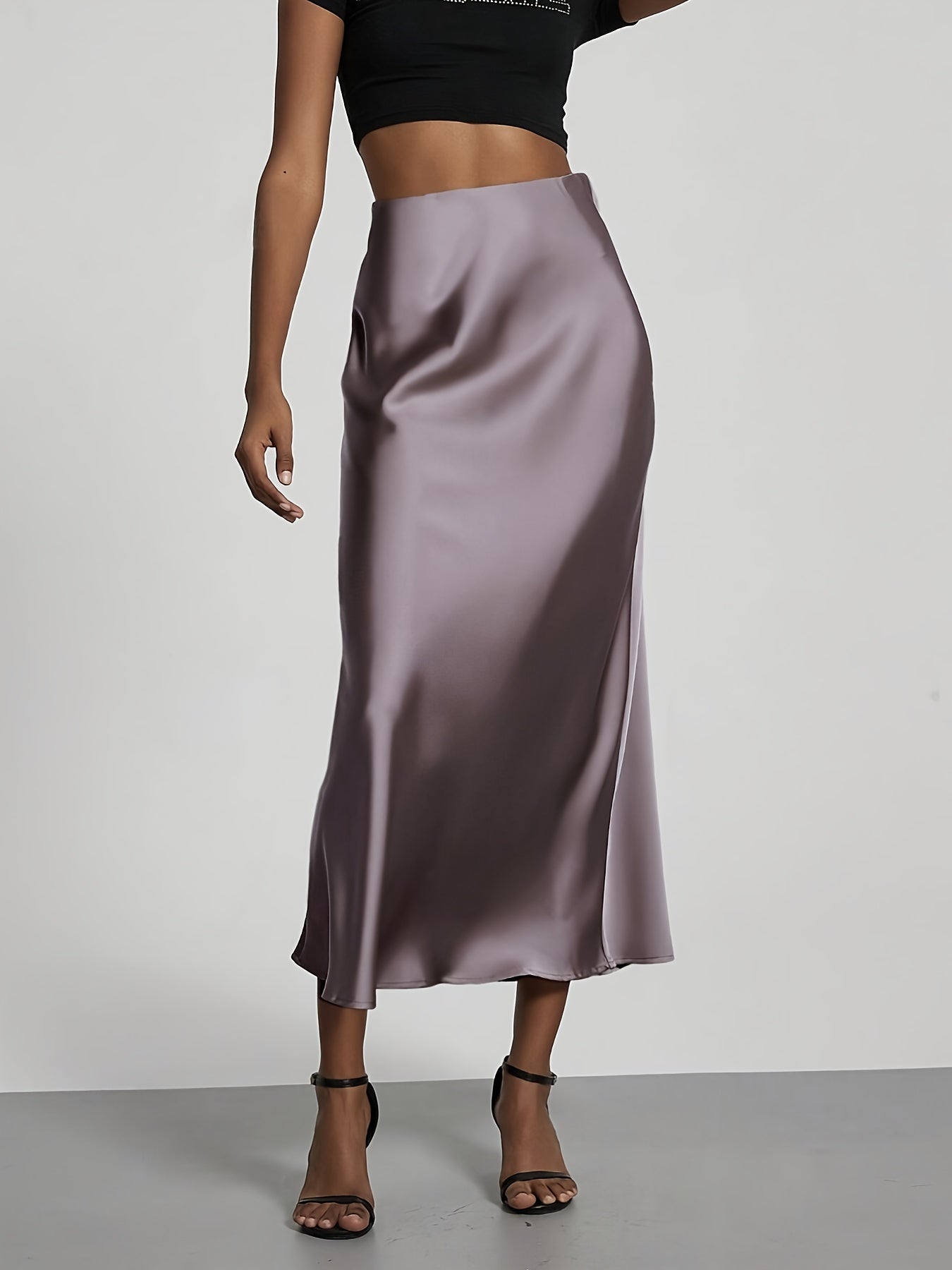 Selin – Satin Midirock mit hoher Taille