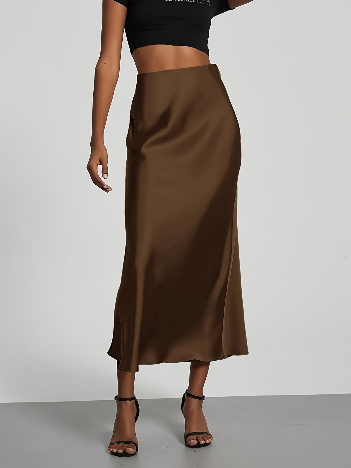 Selin – Satin Midirock mit hoher Taille