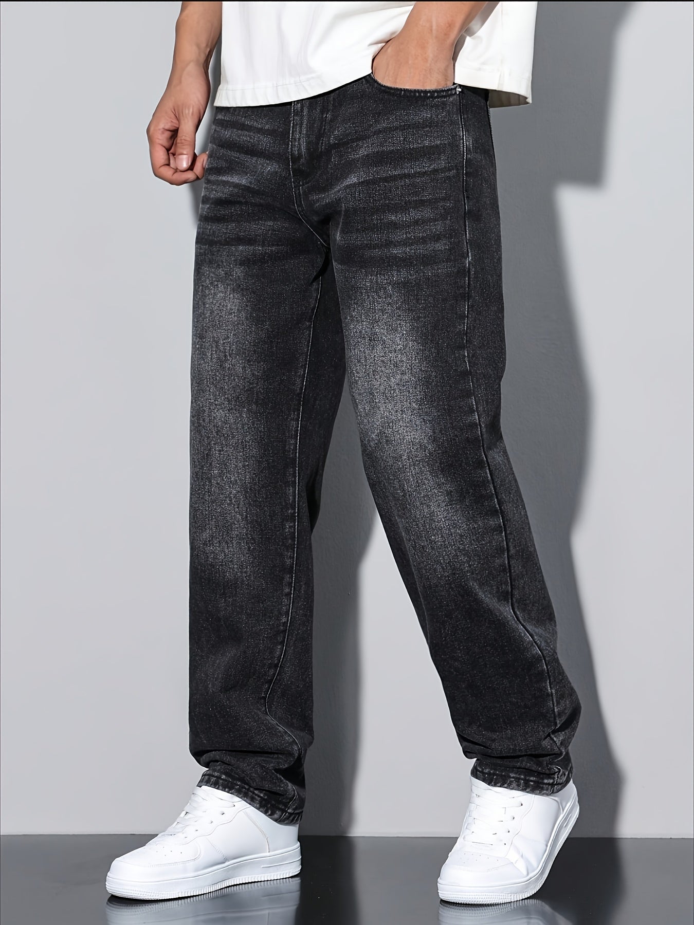 Nico – Gerade Schnitt Jeans in Stone Grey