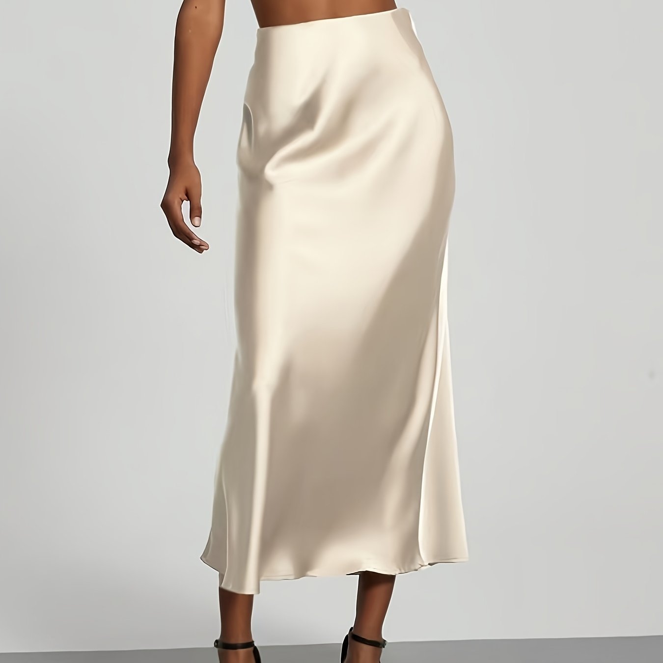 Selin – Satin Midirock mit hoher Taille