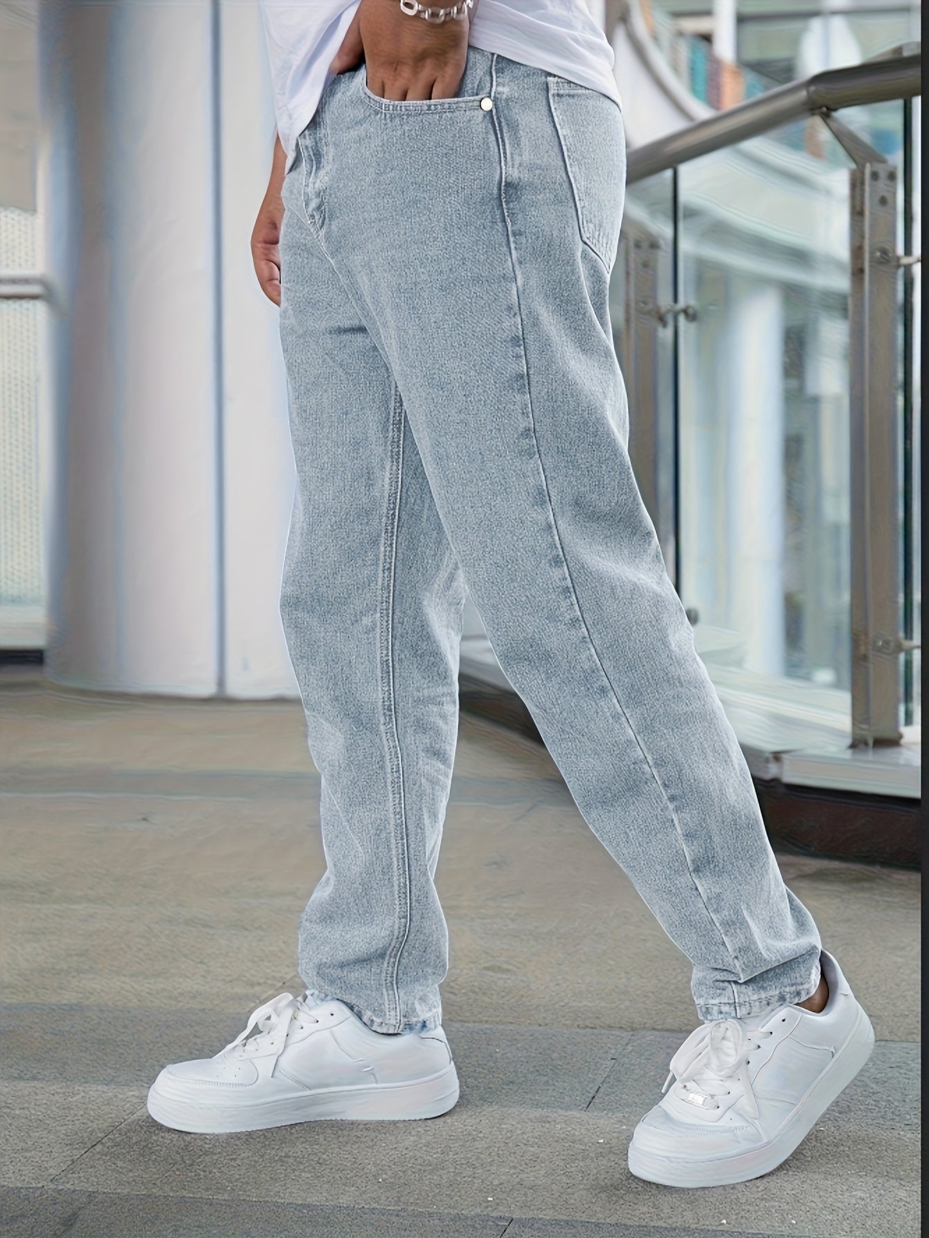 Elio – Klassische Straight Fit Jeans in Washed Blue