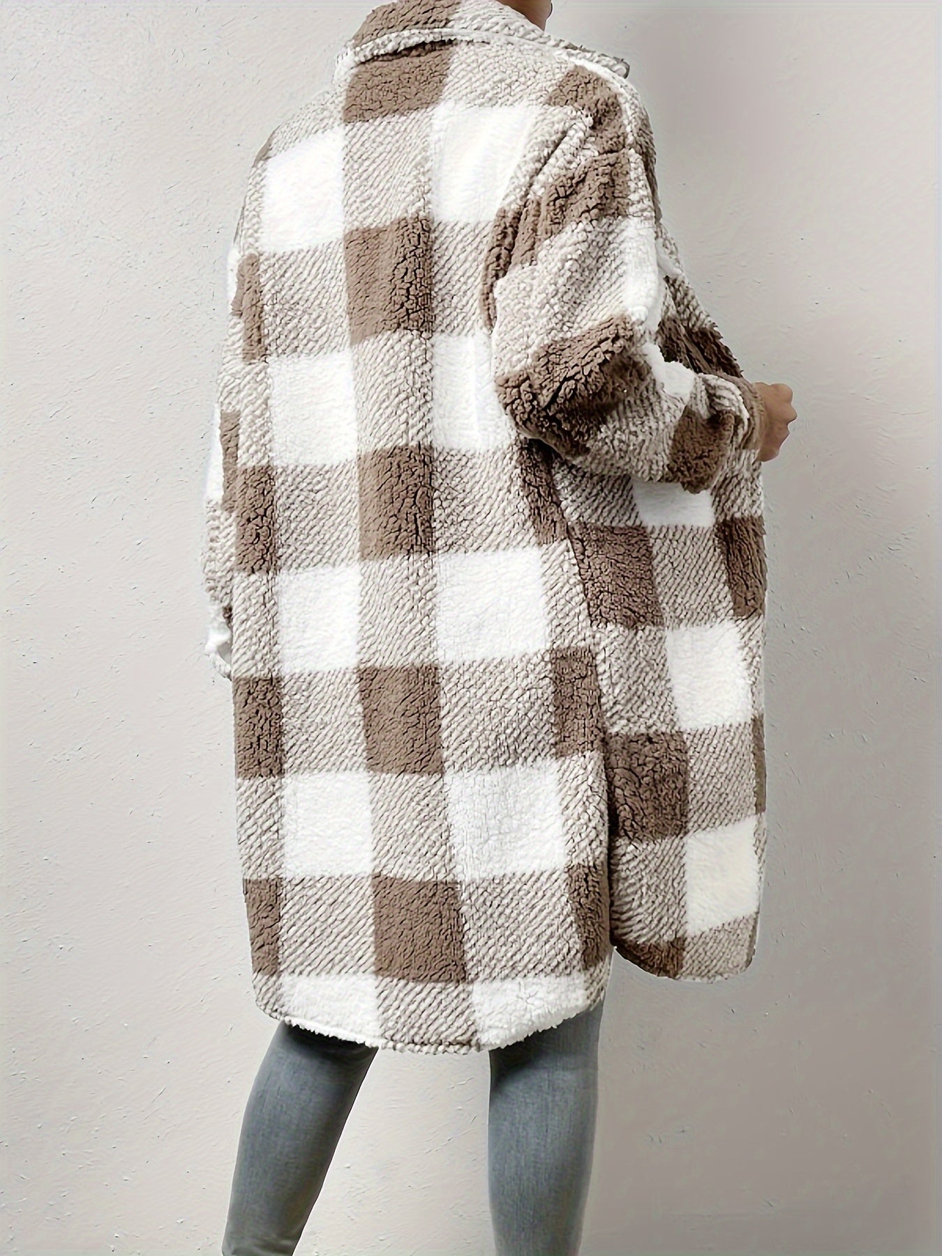 Mira – Kariertes Teddy-Mantel aus Fleece