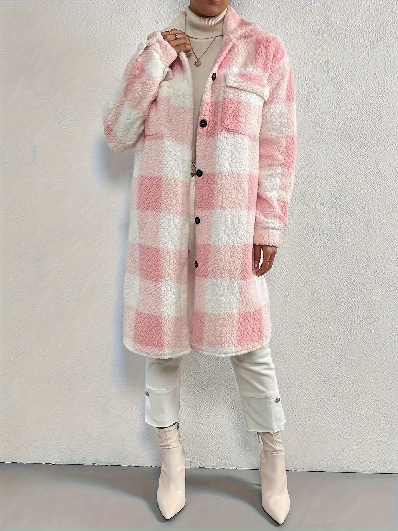 Mira – Kariertes Teddy-Mantel aus Fleece