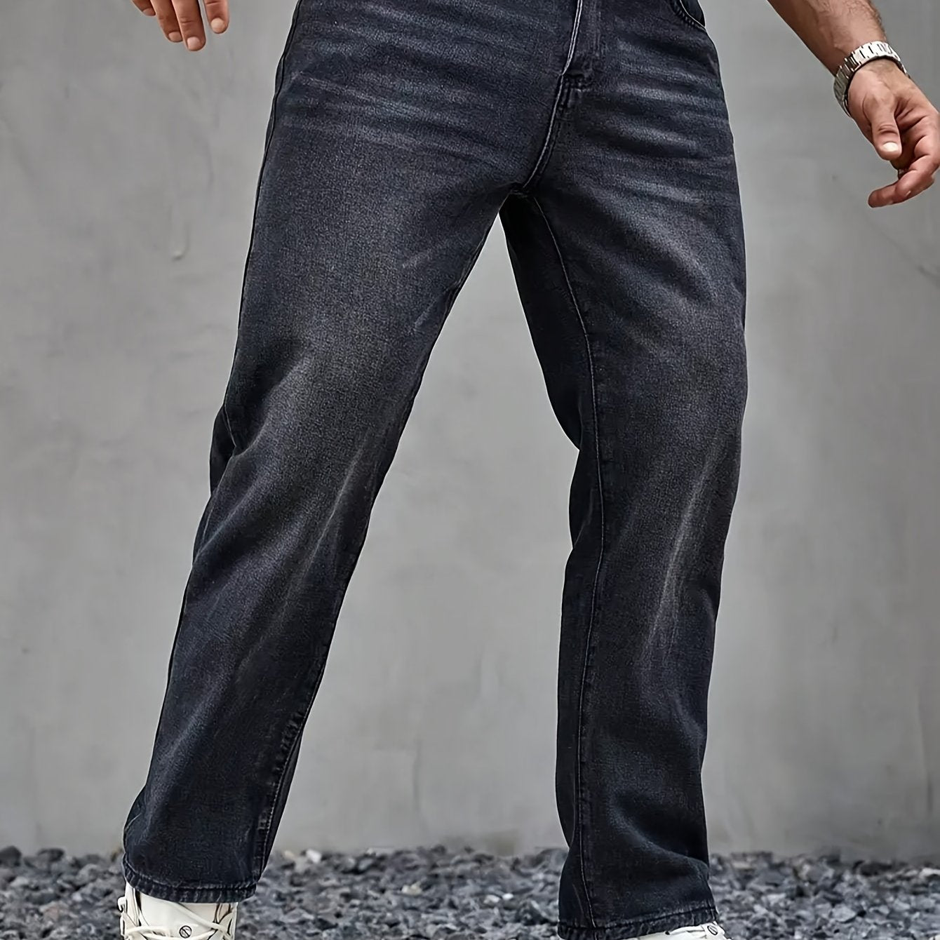 Nico – Gerade Schnitt Jeans in Stone Grey