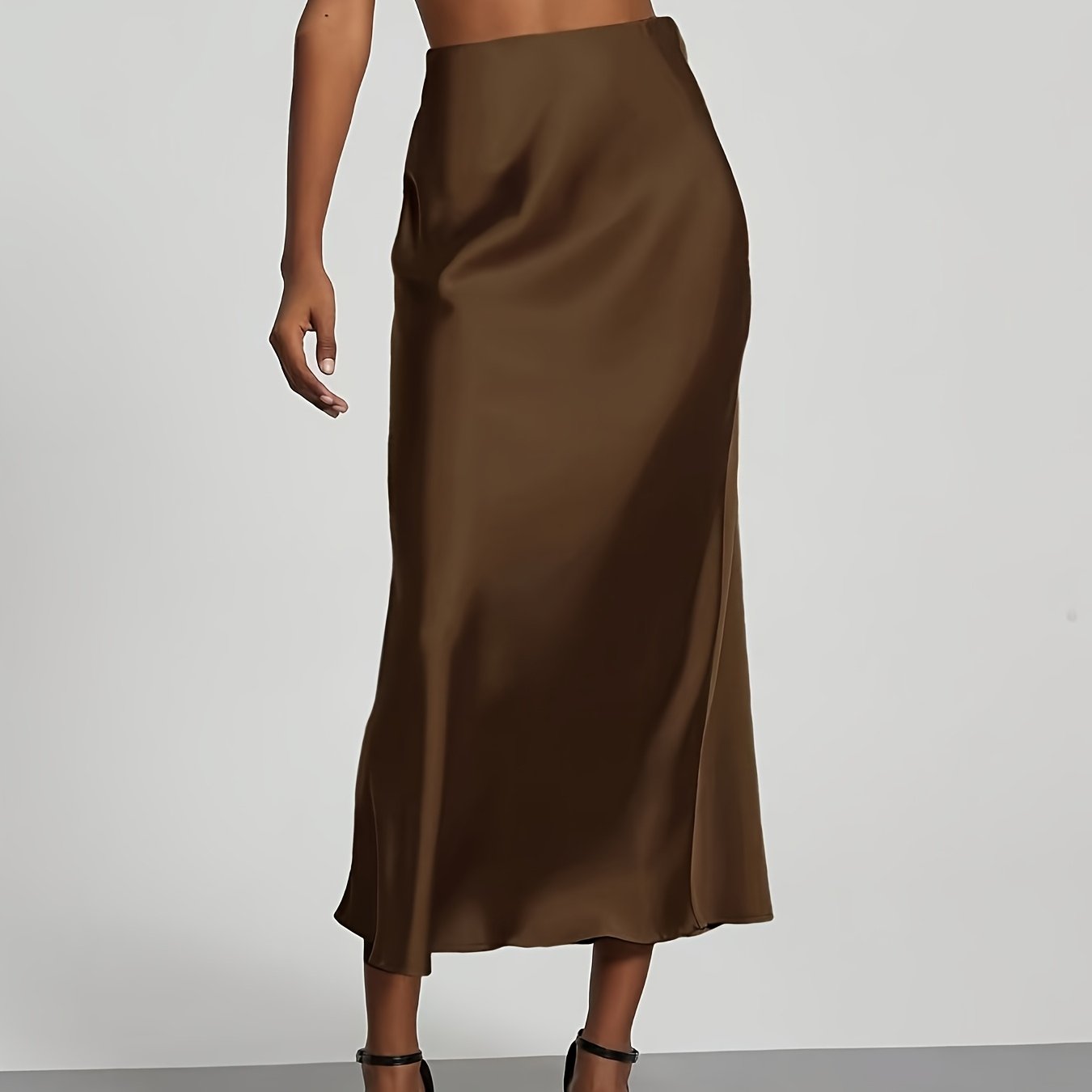 Selin – Satin Midirock mit hoher Taille