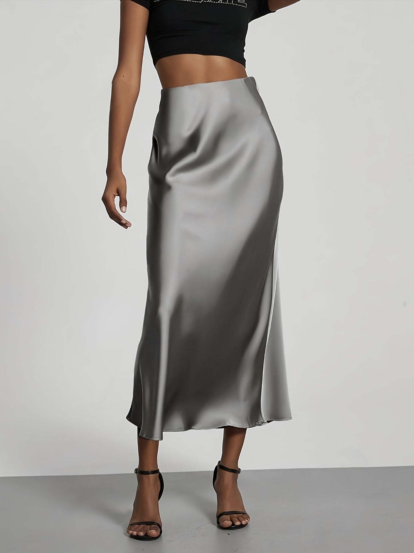 Selin – Satin Midirock mit hoher Taille