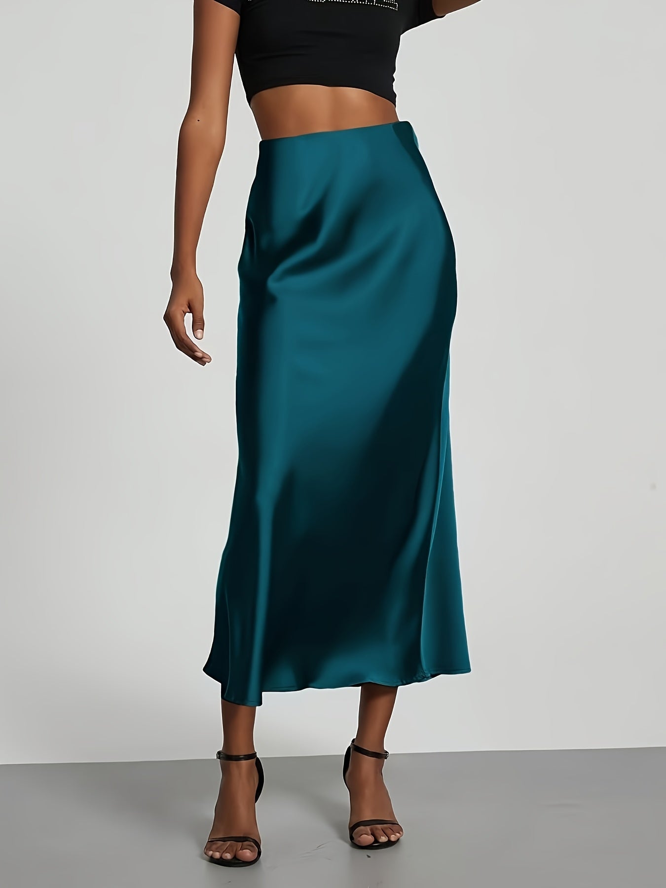 Selin – Satin Midirock mit hoher Taille