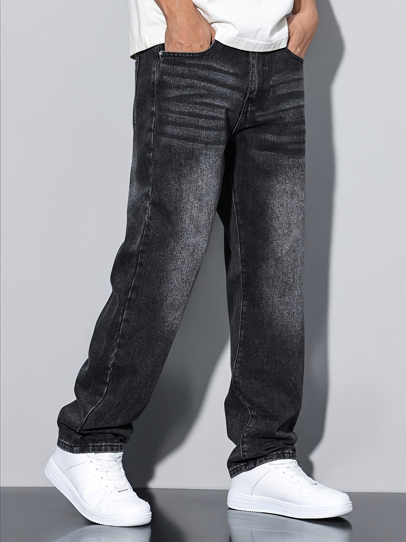 Nico – Gerade Schnitt Jeans in Stone Grey