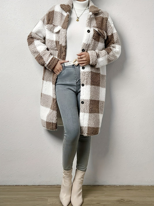 Mira – Kariertes Teddy-Mantel aus Fleece