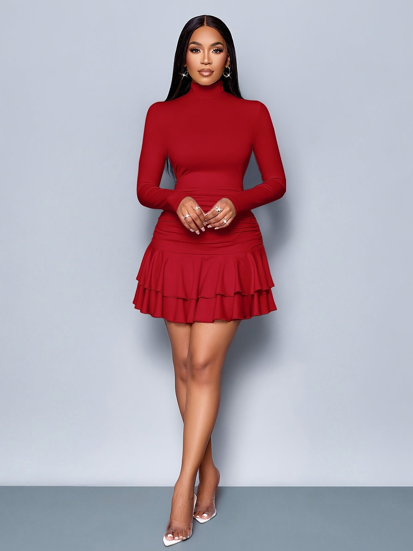 Camille – Schwarzes Minikleid mit Rüschen