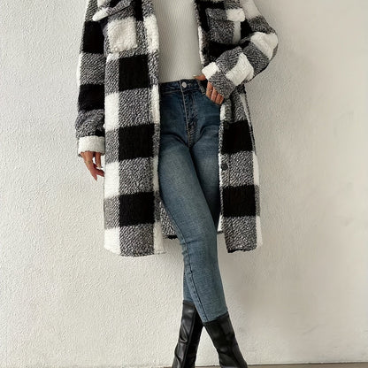 Mira – Kariertes Teddy-Mantel aus Fleece