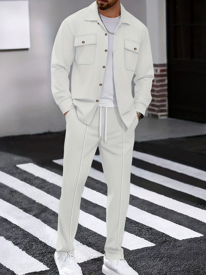 Milan – Casual Waffelstrick Set mit Hemd & Hose