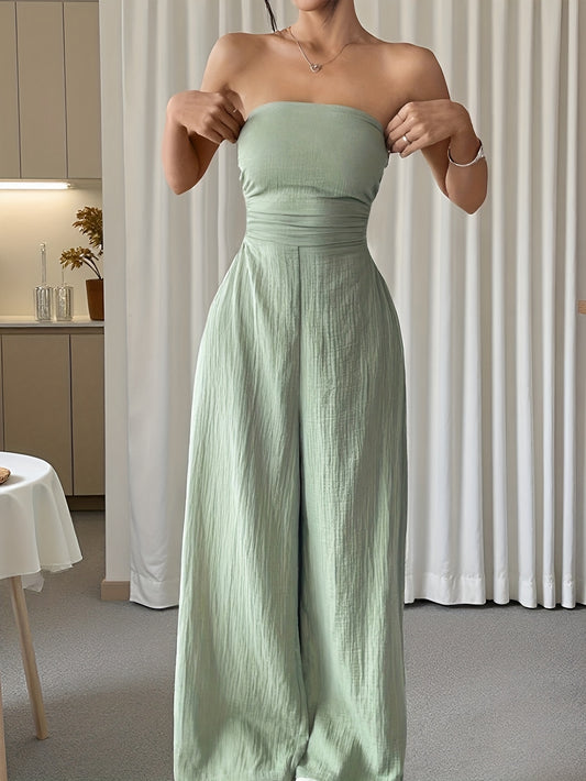 Celia – Trägerloser Jumpsuit in Unifarben