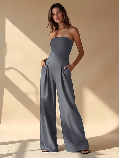 Amalia – Trägerloser Jumpsuit mit weitem Bein