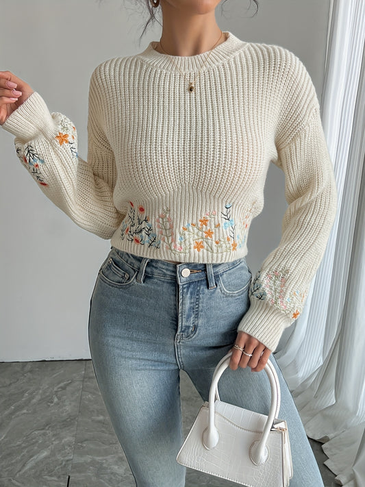 Marlene – Hochhals-Pullover mit Blumenmuster