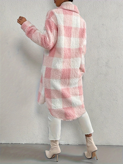 Mira – Kariertes Teddy-Mantel aus Fleece
