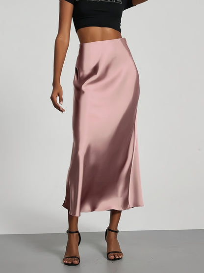 Selin – Satin Midirock mit hoher Taille