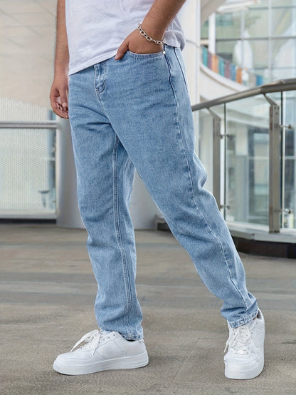 Elio – Klassische Straight Fit Jeans in Washed Blue