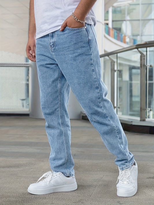 Elio – Klassische Straight Fit Jeans in Washed Blue