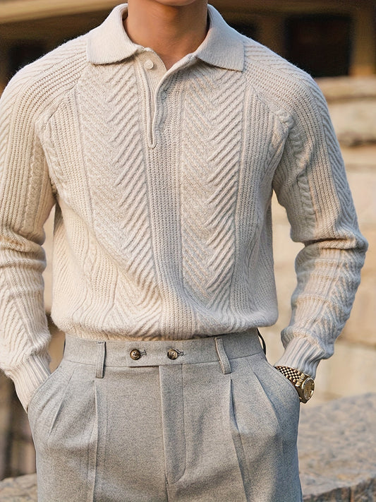 Adrian – Strukturierter Strick-Polo-Pullover