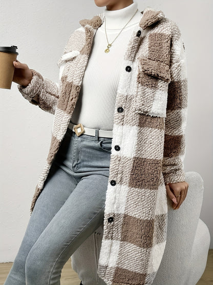 Mira – Kariertes Teddy-Mantel aus Fleece