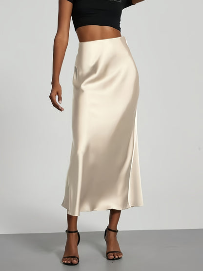 Selin – Satin Midirock mit hoher Taille