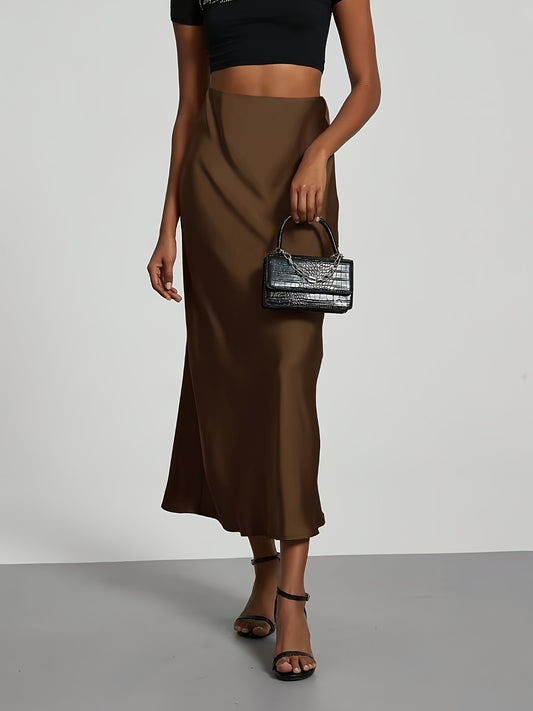 Selin – Satin Midirock mit hoher Taille