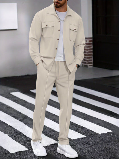Milan – Casual Waffelstrick Set mit Hemd & Hose