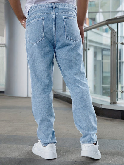 Elio – Klassische Straight Fit Jeans in Washed Blue