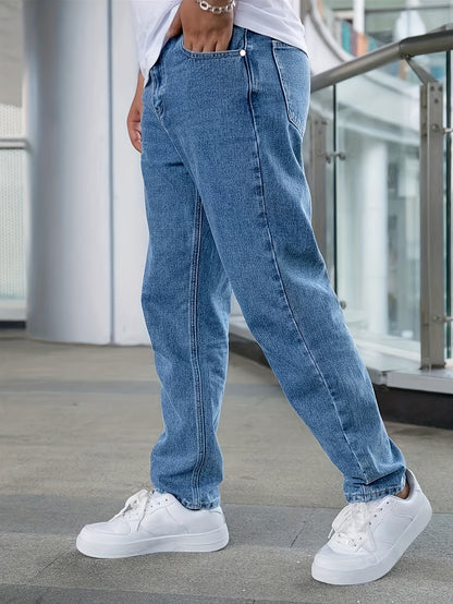 Elio – Klassische Straight Fit Jeans in Washed Blue