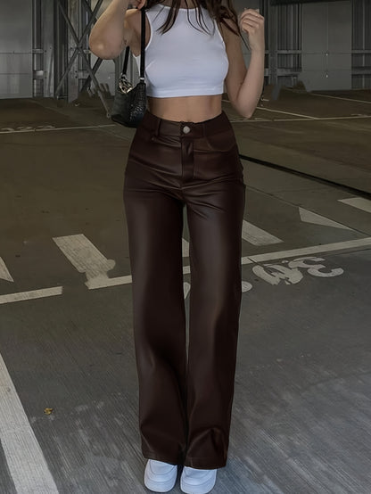 Aveline – Schwarze Hose mit hoher Taille & geradem Bein