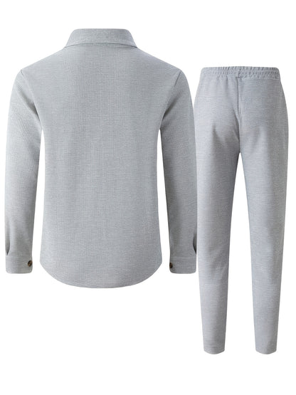 Milan – Casual Waffelstrick Set mit Hemd & Hose