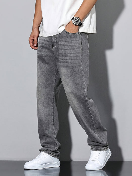 Nico – Gerade Schnitt Jeans in Stone Grey
